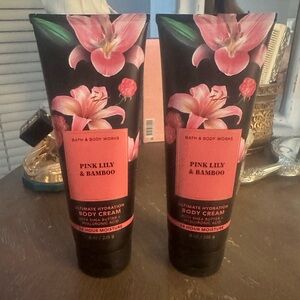 Bath and body Works, pink lily, and bamboo lotion